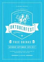 oktoberfest Bière Festival fête rétro typographie affiche vecteur