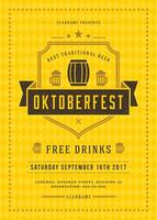 oktoberfest Bière Festival fête rétro typographie affiche ou prospectus vecteur