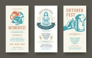 oktoberfest prospectus ou bannières ensemble ancien typographique conception modèles illustration. vecteur