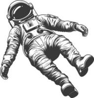 astronaute flottant dans espace plein corps images en utilisant vieux gravure style corps noir Couleur seulement vecteur