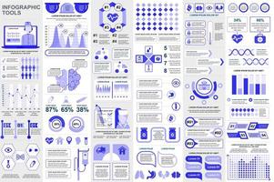 ensemble d'éléments d'infographie médicale modèle de conception de vecteur de visualisation de données. méga ensemble. peut être utilisé pour les étapes, les processus, le flux de travail, le diagramme, le concept de soins de santé, la chronologie, les icônes, les graphiques d'informations.