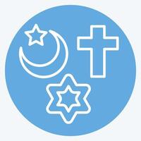 icône religion. en relation à Photos et des illustrations symbole. bleu yeux style. Facile conception illustration vecteur