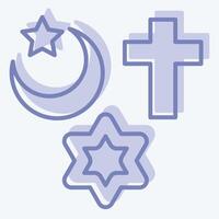 icône religion. en relation à Photos et des illustrations symbole. deux Ton style. Facile conception illustration vecteur