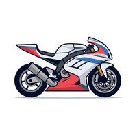 plat dessin animé illustration de moto isolé sur blanc Contexte vecteur