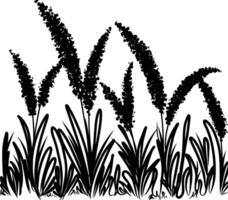 continu ligne dessin de fleur herbe avec feuilles. illustration vecteur