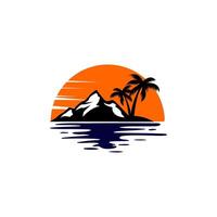 le plage et été logo conceptions. le coucher du soleil plage logo vecteur