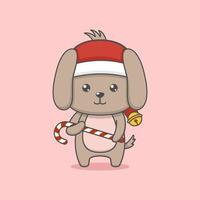 chien chiot de noël dessin animé mignon vecteur