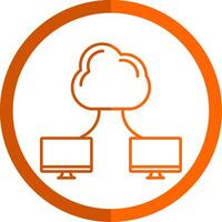 nuage l'informatique ligne Orange cercle icône vecteur