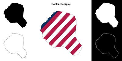 banques comté, Géorgie contour carte ensemble vecteur