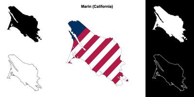 marin comté, Californie contour carte ensemble vecteur