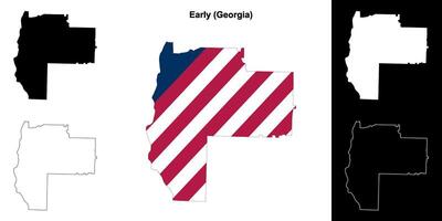de bonne heure comté, Géorgie contour carte ensemble vecteur