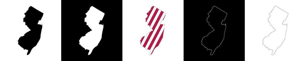 Nouveau Jersey Etat contour carte ensemble vecteur