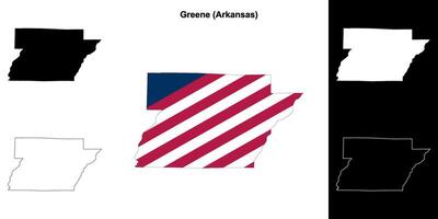 vert comté, Arkansas contour carte ensemble vecteur