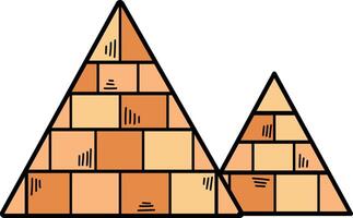 une dessin de une pyramide avec paume des arbres et cactus dans le Contexte vecteur