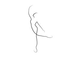 continu Célibataire ligne dessin de femme beauté ballet Danseur dans élégance mouvement pro illustration vecteur
