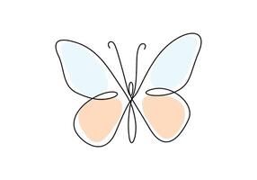 en volant papillon continu Célibataire ligne dessin numérique illustration vecteur