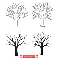 énigmatique arbre squelettes éthéré silhouettes pour designers vecteur