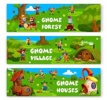 dessin animé jardin gnome personnages à Fée village vecteur