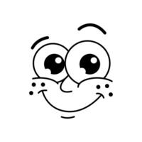 dessin animé marrant bande dessinée groovy visage ou gros yeux emoji vecteur
