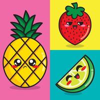 certains kawaii des fruits vecteur