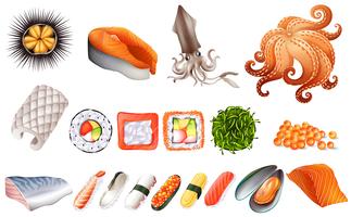 Sushi et fruits de mer vecteur