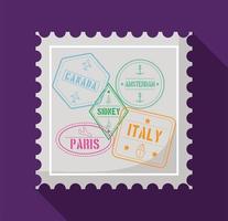 timbre-poste avec sceaux vecteur