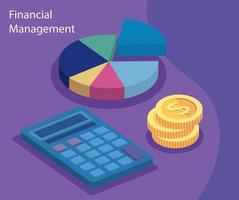 gestion financière avec calculatrice et icônes vecteur