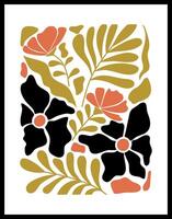 abstrait floral affiche modèle. moderne branché matisse minimal style. main tiré conception pour fond d'écran, mur décor, imprimer, carte postale, couverture, modèle, bannière. vecteur