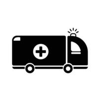ambulance médical hôpital véhicule voiture signe icône ombre silhouette illustration isolé sur carré blanc Contexte. Facile plat hôpital monochrome bannière. vecteur