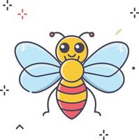 une dessin animé abeille avec une sourire sur ses visage vecteur