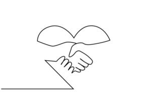 deux gens tremblement mains cœur symbole Aidez-moi santé soutien un ligne art conception vecteur