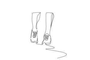 athlète Humain jambe baskets en marchant fonctionnement santé moitié corps souvent ligne art conception vecteur