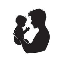 père et fils silhouette illustration. ombre papa et enfant. paternité concept isolé vecteur