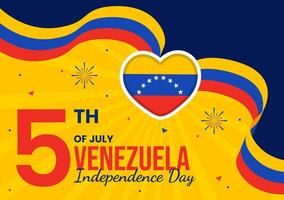 content Venezuela indépendance journée illustration sur 5 juillet avec drapeaux, ballon et confettis dans Mémorial vacances plat dessin animé Contexte vecteur