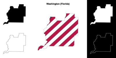 Washington comté, Floride contour carte ensemble vecteur