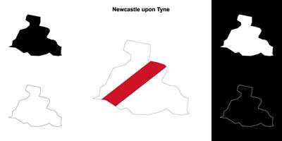 Newcastle sur Tyne Vide contour carte ensemble vecteur