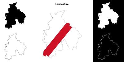 Lancashire Vide contour carte ensemble vecteur