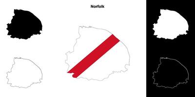 Norfolk Vide contour carte ensemble vecteur