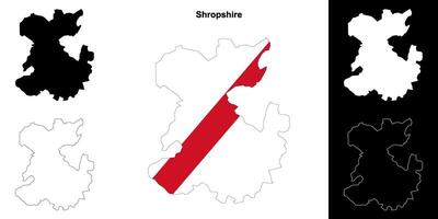 shropshire Vide contour carte ensemble vecteur