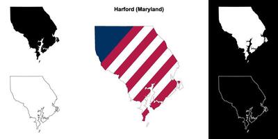 harford comté, Maryland contour carte ensemble vecteur
