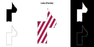 Lac comté, Floride contour carte ensemble vecteur