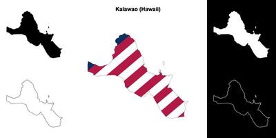 Kalawao comté, Hawaii contour carte ensemble vecteur