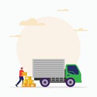 Accueil livraison concept avec un camion plat illustration vecteur