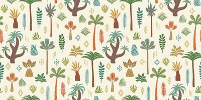 ethnique tropical sans couture modèle avec palmiers. moderne abstrait conception pour papier, couverture, tissu, intérieur décor et autre utilisation vecteur