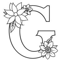 alphabet g coloration page avec le fleur, g lettre numérique contour floral coloration page, abc coloration page vecteur
