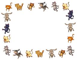 Modèle de bordure avec des chats et des chiens mignons vecteur