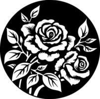 des roses - noir et blanc isolé icône - illustration vecteur