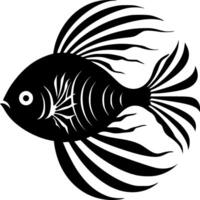 poisson ange - noir et blanc isolé icône - illustration vecteur