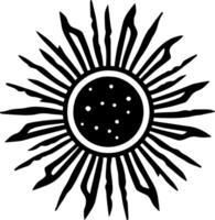 Soleil - noir et blanc isolé icône - illustration vecteur