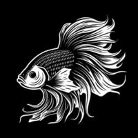 betta poisson, noir et blanc illustration vecteur